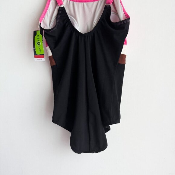 Speedo Colorblock Black Pink Open BAck One Piece Swimsuit 14 - Picture 8 of 8